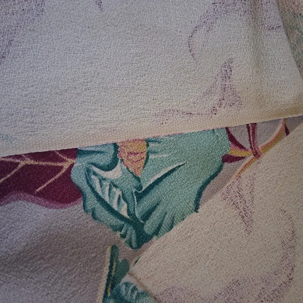 🔥 Atomic‑Era Vintage Barkcloth Panel • Bold Teal Floral + Red Leaves • 23x62